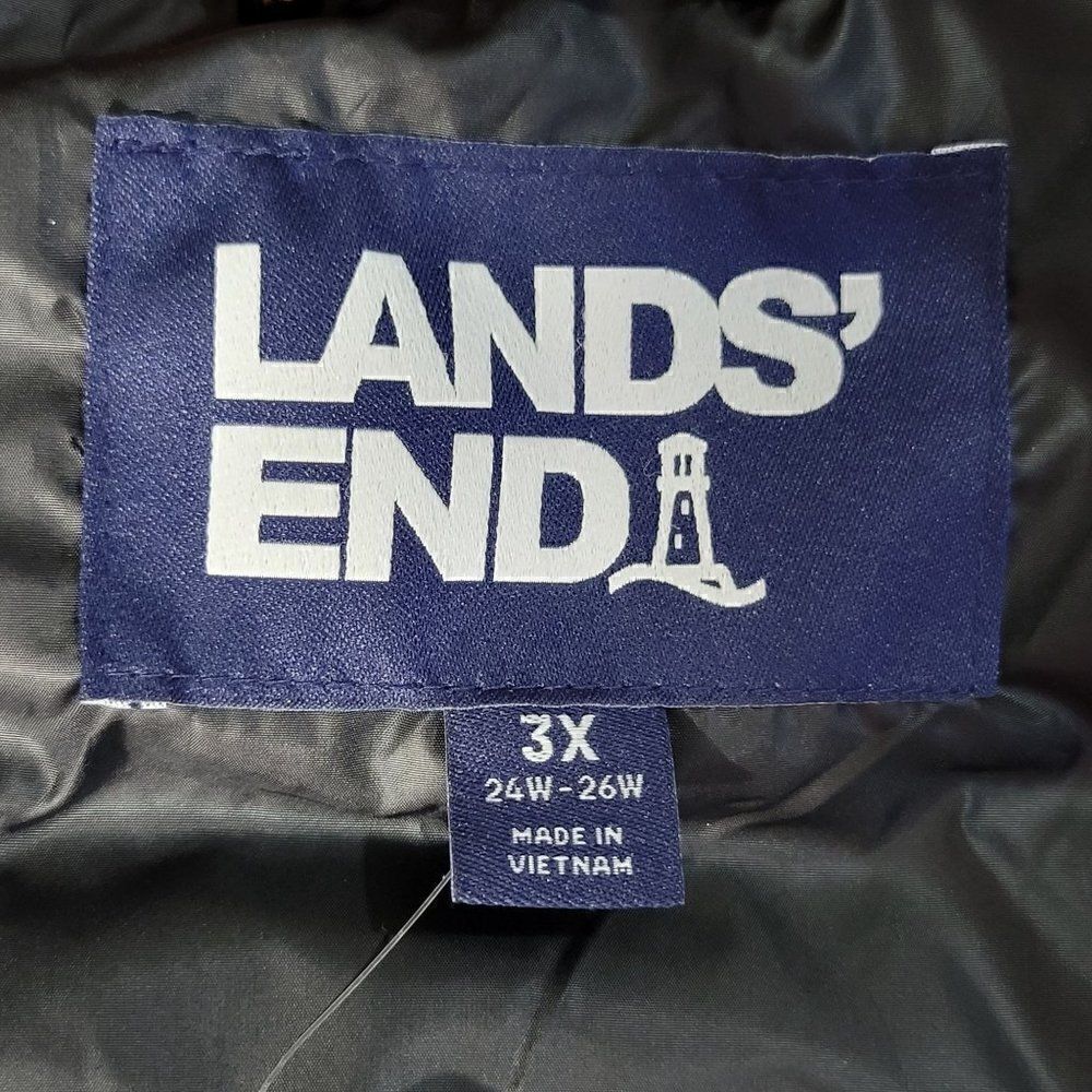 Lands End Puffer Vest Womens 3X (24-26W) 600 Down Leopard Water Resistant NEW - Picture 10 of 15
